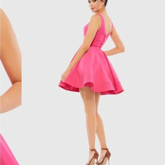 IEENA FOR MAC DUGGAL
Pink V Neck Fit & Flare Mini Dress -10 - Picture 3 of 14